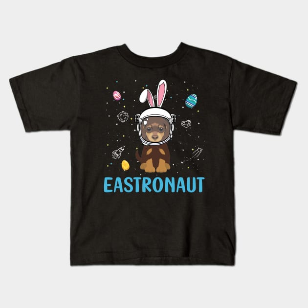 Eastronaut Dachshund Astronaut Easter Day Kids T-Shirt by cruztdk5